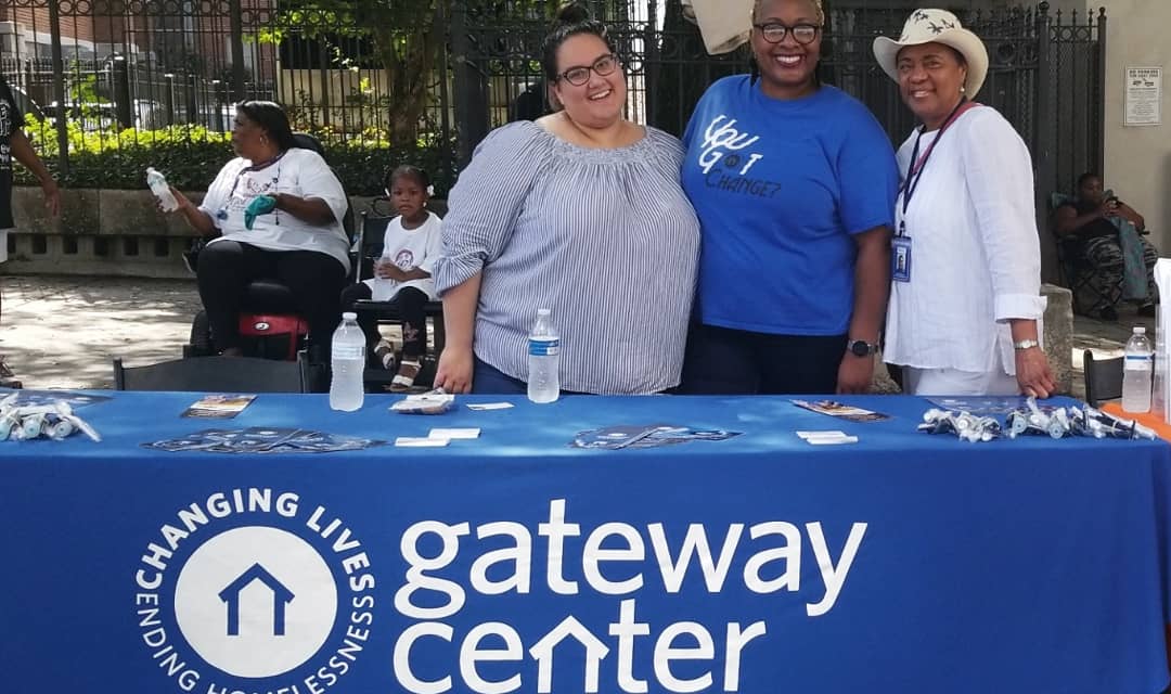 Care bags being handed out at the outreach event